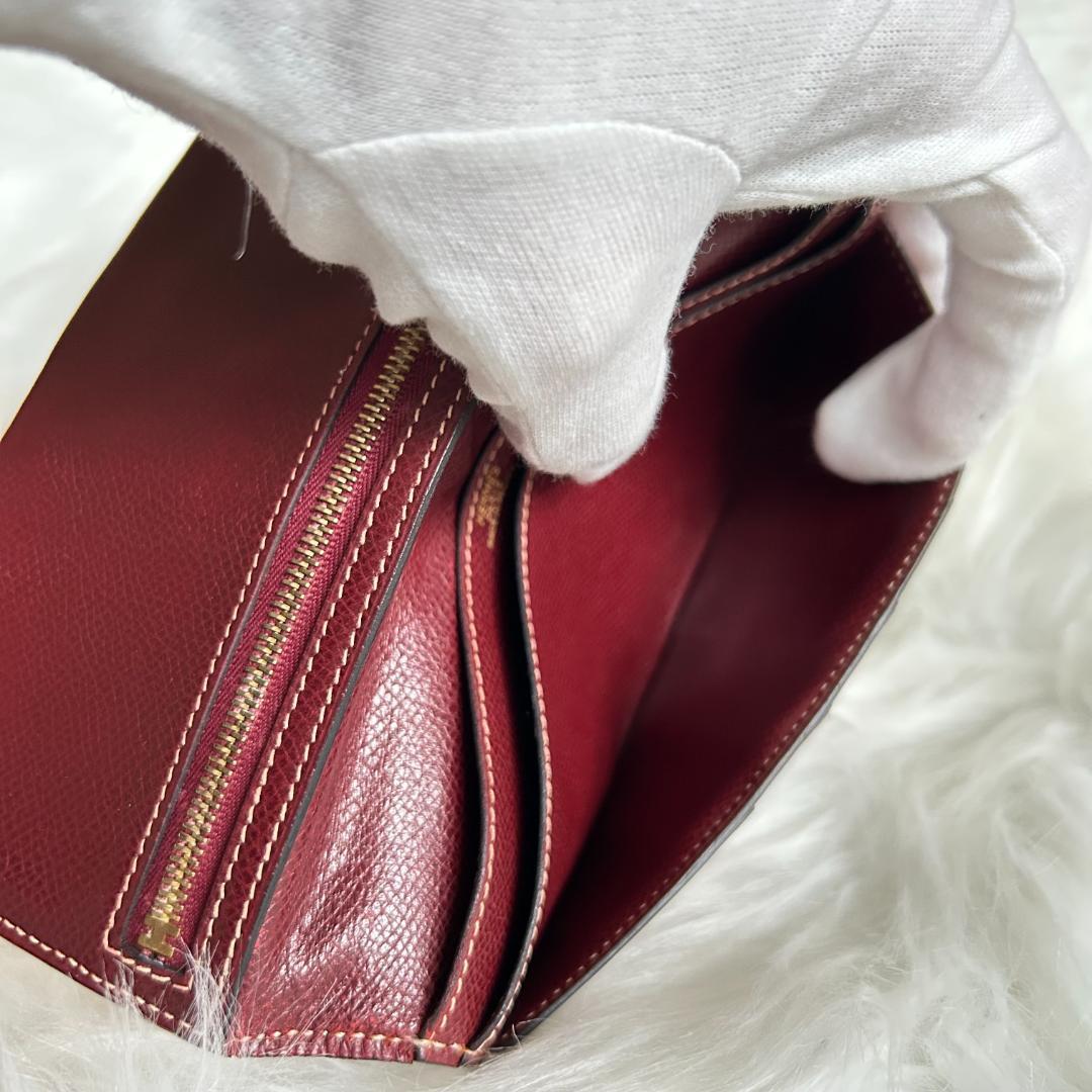 エルメス ベアンスフレ Hロゴ 長財布 レッド系 HERMES