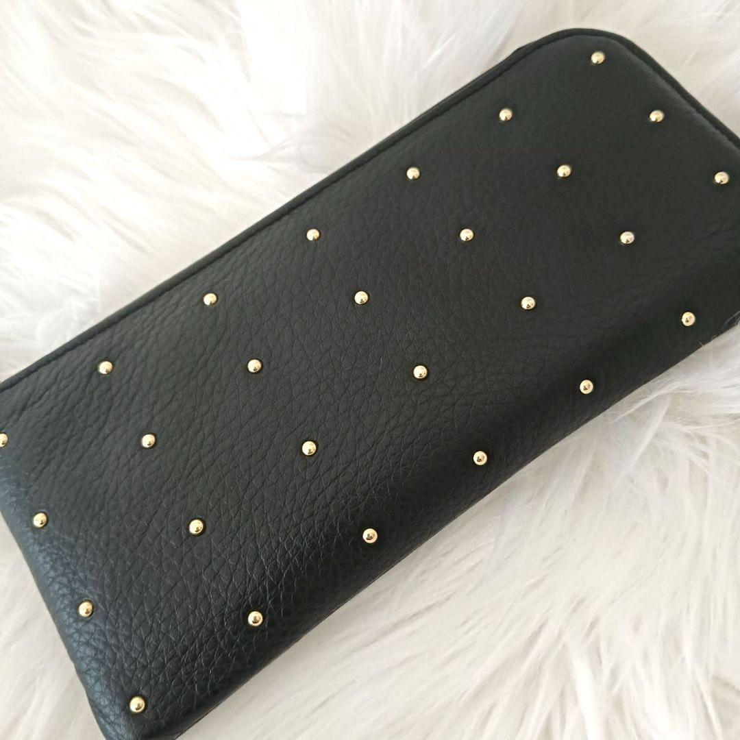 美品✨HAYNI✨POMTATA✨長財布　L字　ドット　レザー　ブラック