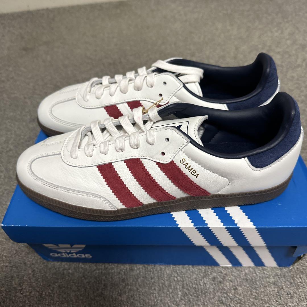 adidas Samba OG US8 ホワイト/バーガンディ26.5 - メルカリ