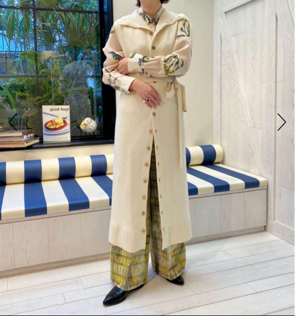 【美品✨】キャバン コットンカシミヤ ロングジレ ニット ワンピース 美品✨】キャバン コットンカシミヤ ロングジレ ニット