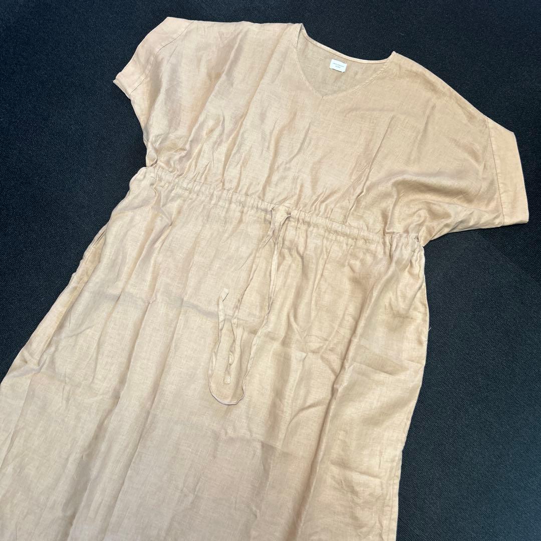 アーバンリサーチドアーズリネン100%ゆったりドロストリボンワンピース