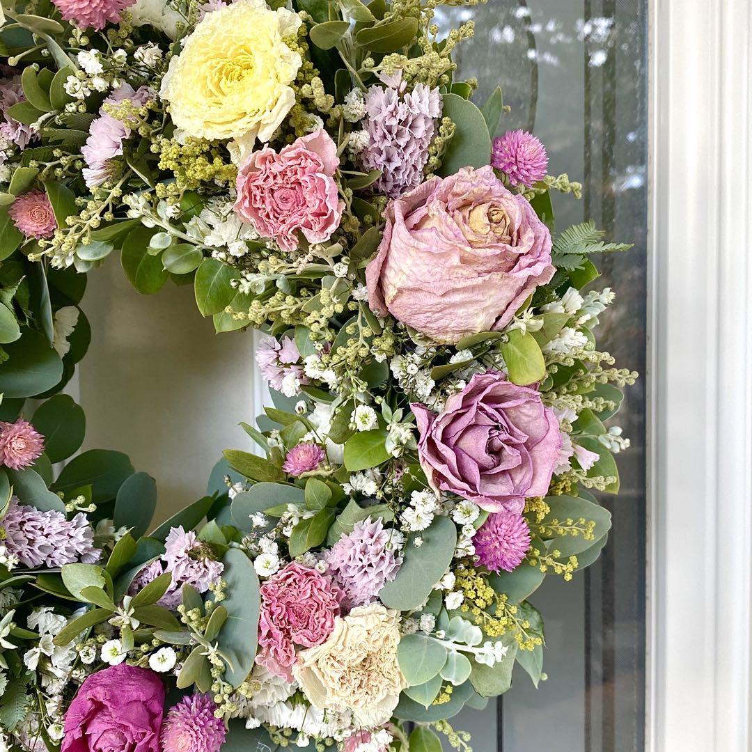 ⚠️専用品⚠️ 春待ち ラナンキュラス と 薔薇 さくらふわり の春色 フルリース