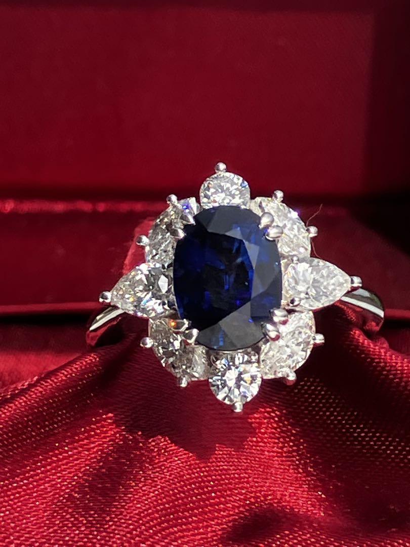 未使用ロイヤルブルーサファイア3.43ct ダイヤ1.61ctリング