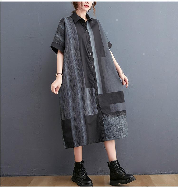 大きいサイズ ワンピース　シャツ　レディース 春夏　 新品 半袖　韓国 ロングワンピースレディース 夏ワンピース大きいサイズ 韓国風