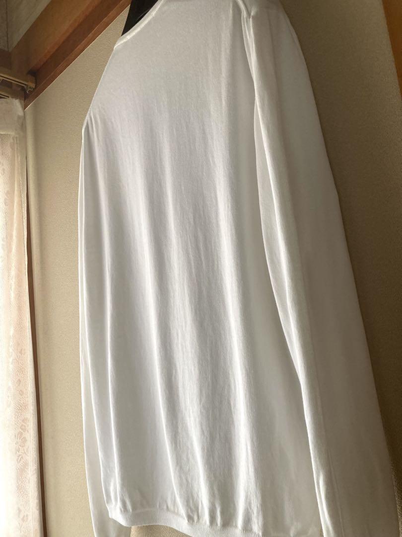 Cruciani コットン 27G Vネックニット 細リブ ホワイト 48 近年