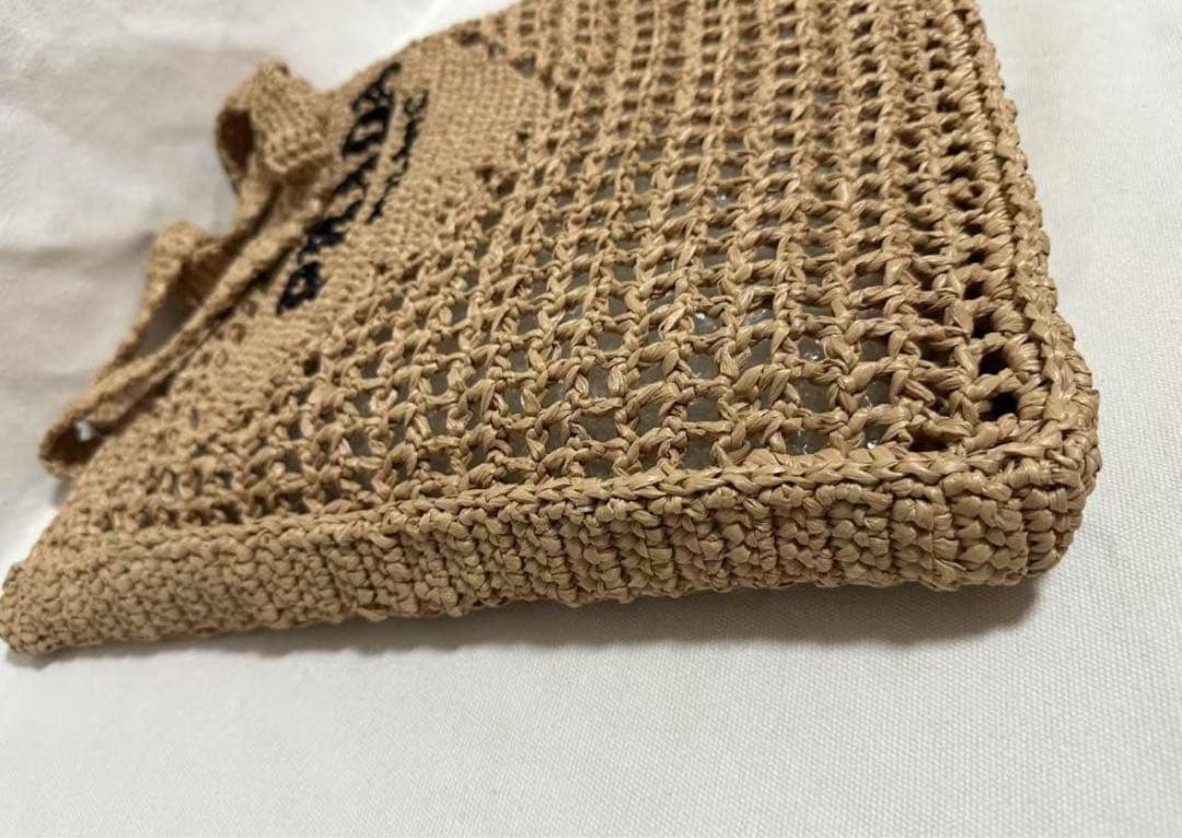 美品正規品 PRADA ラフィアトートバッグ ベージュ　カゴバッグ