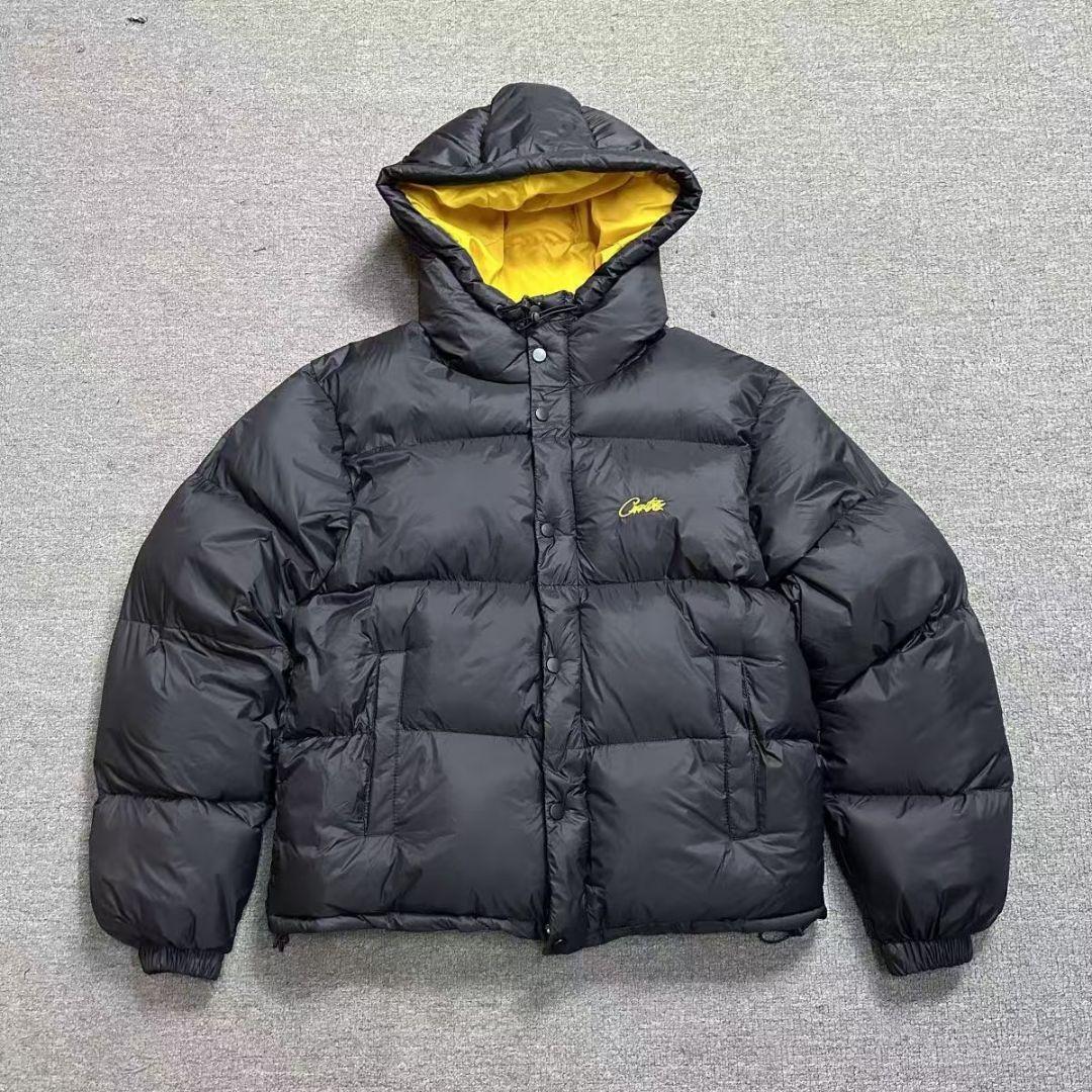 Corteizブラック ダウンジャケット フード付き ユニセックス防寒軽量M