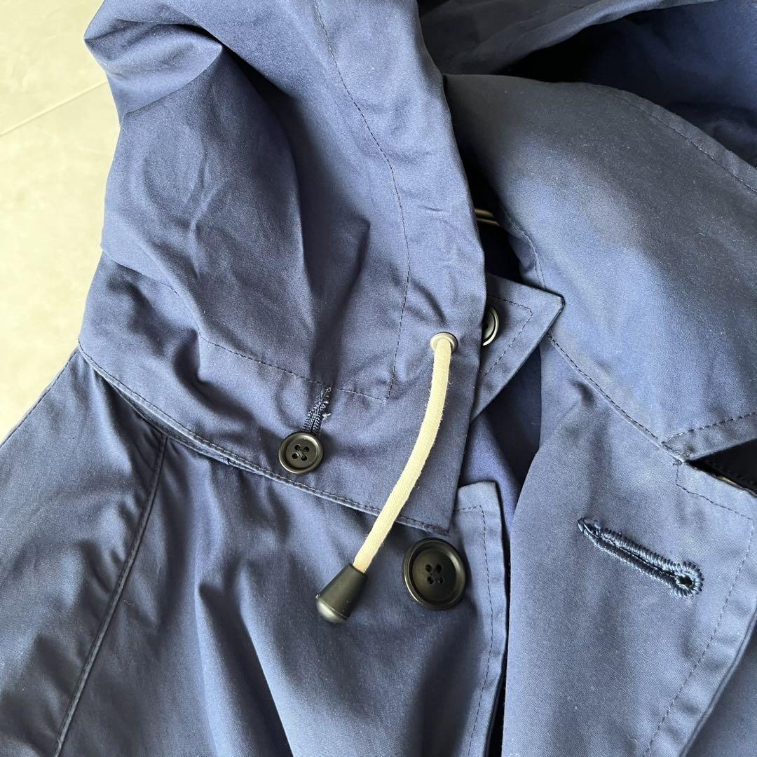 MHL. ロングコート ネイビー　紺 フード付き　マーガレットハウエル　M 良好✨MHL マーガレットハウエル コットンフーデッドコート