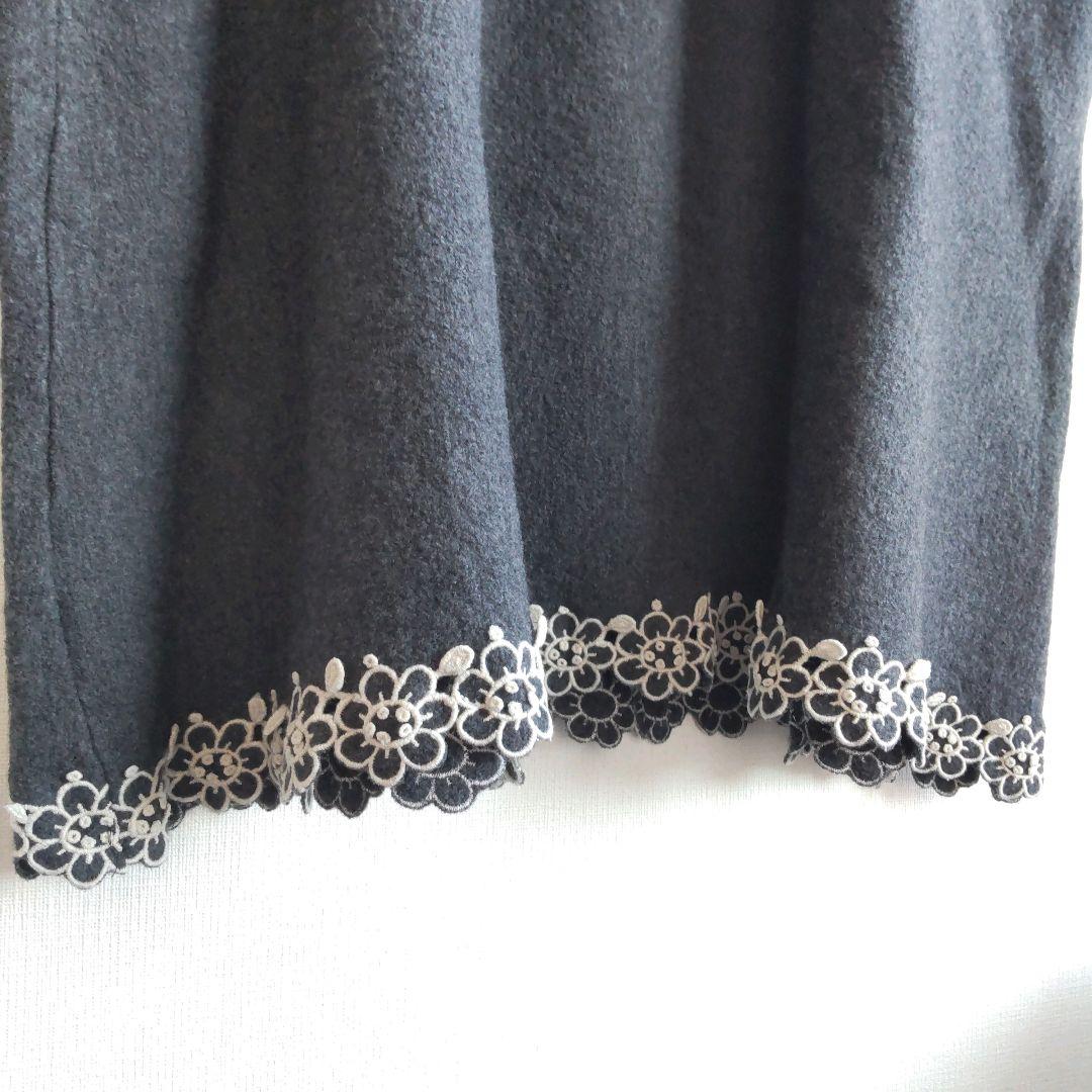 のサイズ┿ 美品 花柄刺繍 レース SoFeU-m65163636994 45R ウールワンピース のサイズ