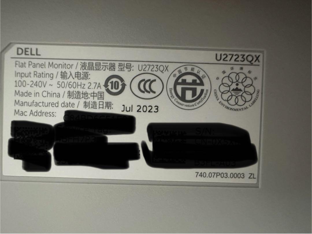 4kモニター　DELL  u2723qx