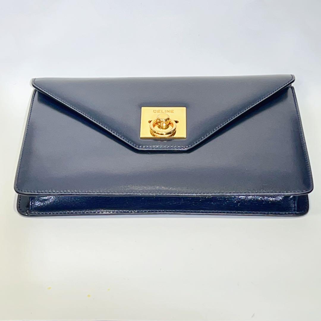 CELINE セリーヌ ハンドバッグ 紺 - 4501825E0100 CELINEセリーヌ クラッチ セカンドバッグ ネイビー