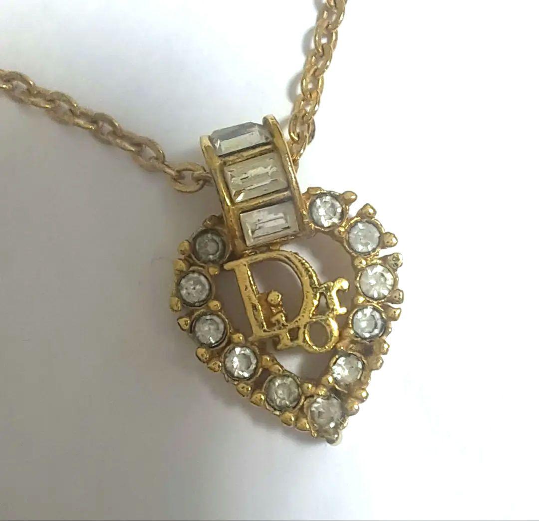 Christian Dior ディオール ハートロゴ ネックレス ストーン