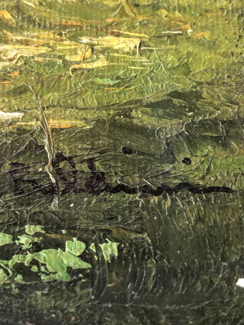 業者買取品！作家品！山の風景 油彩画 シルバーフレーム！F6号