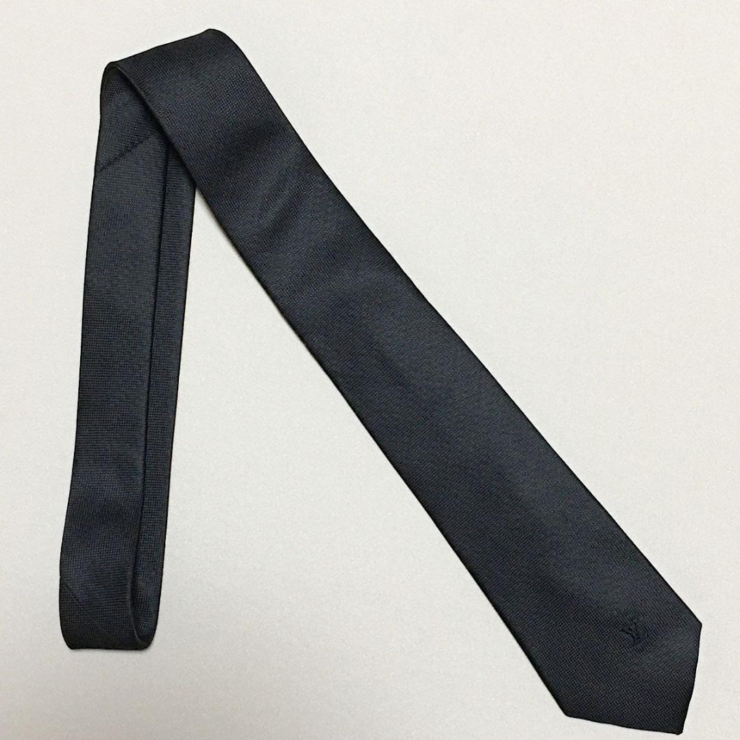 ルイヴィトン Louis Vuitton ネクタイ シルク ブラック 同色ロゴ