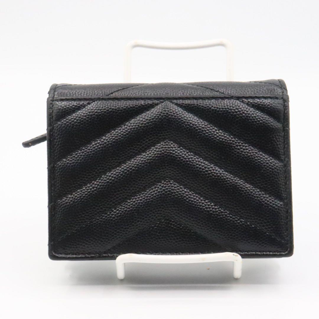美品　サンローラン　パリ　Vステッチ　YSL  コンパクト　財布　ブラック