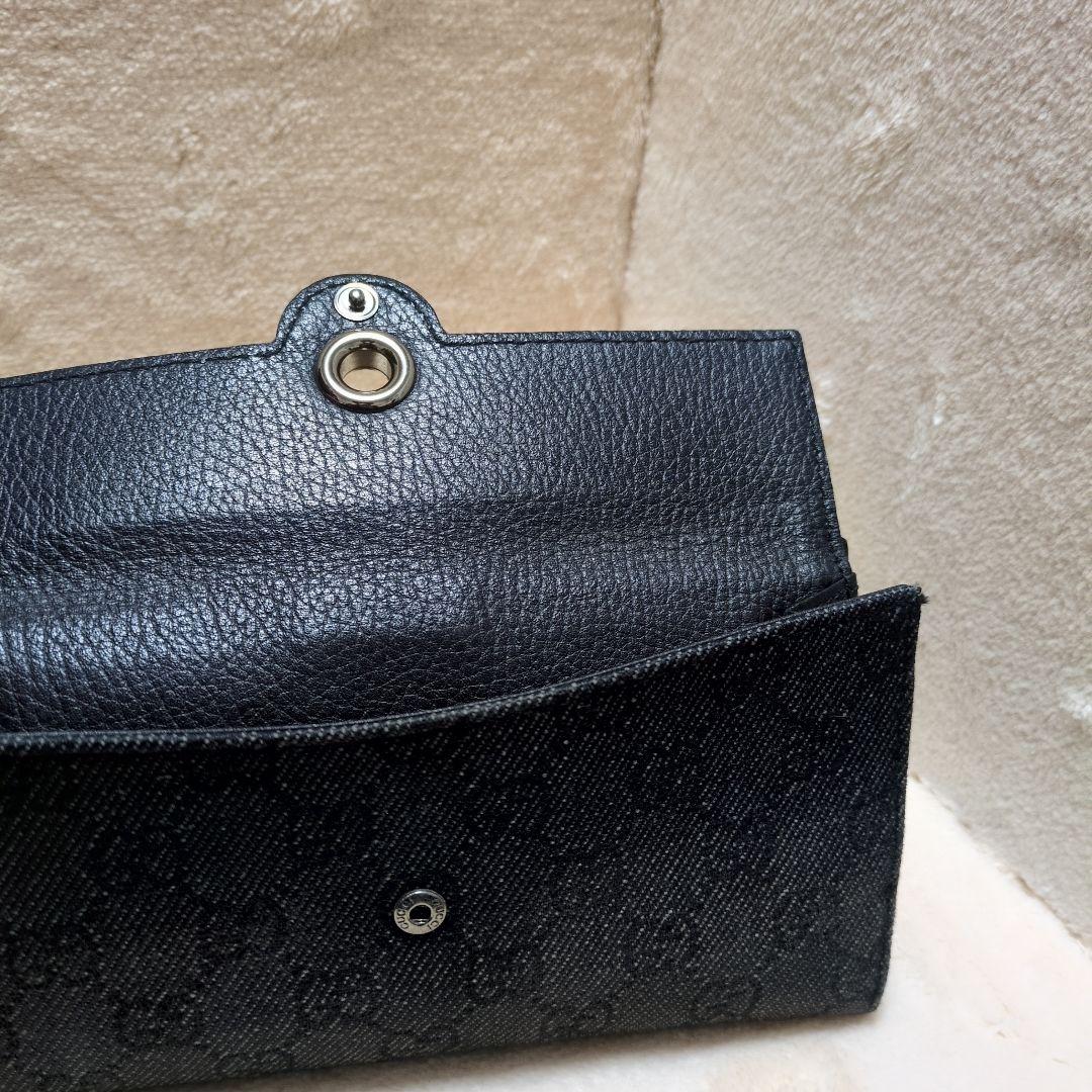 GUCCI グッチ GGキャンバス Wホック ダブルホック 長財布 ブラック