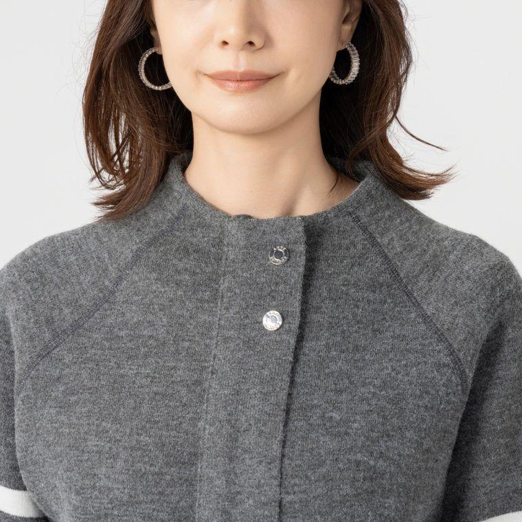 Anne Coquine コアスパンヤーンニットボトルネックブルゾン