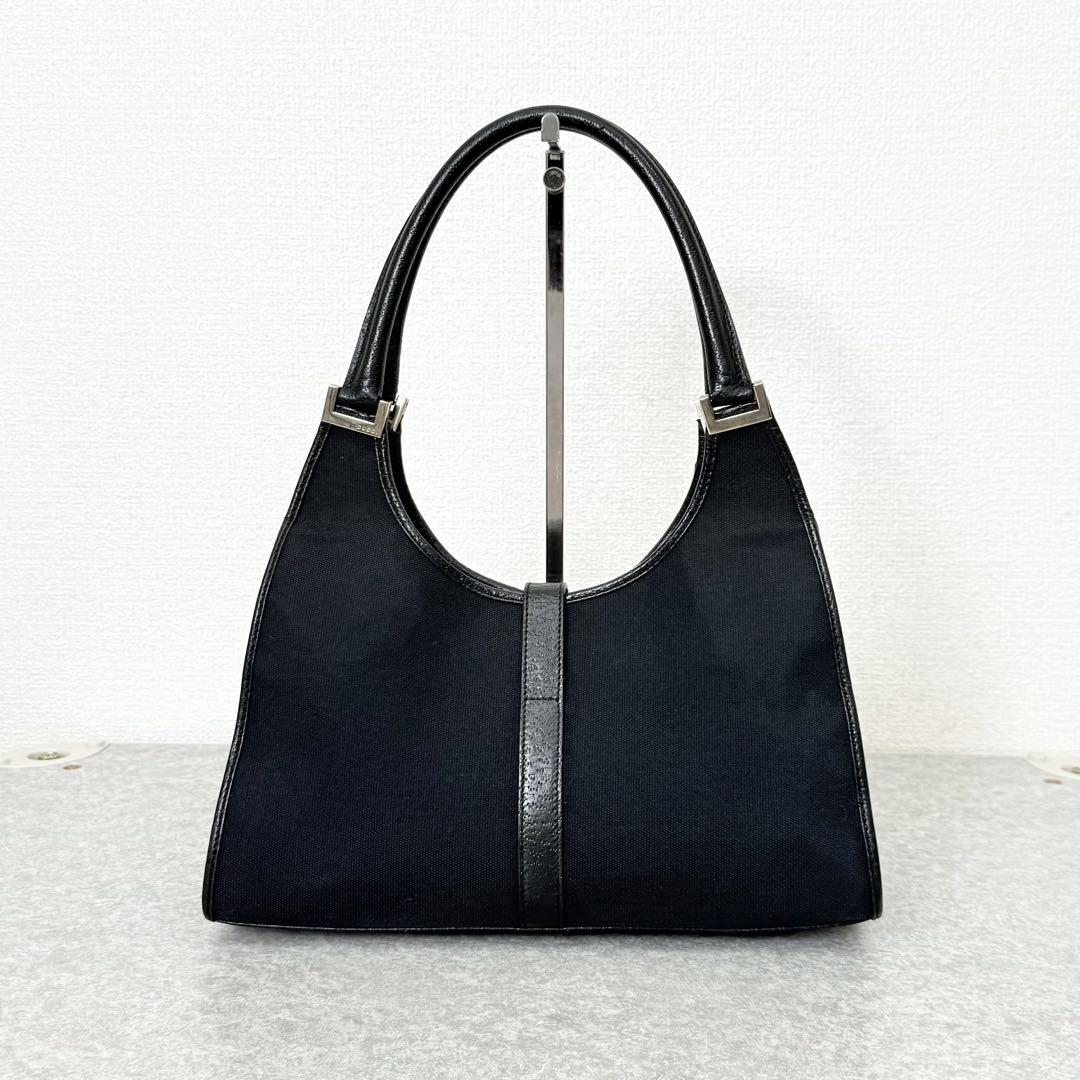 GUCCI ハンドバッグ ジャッキー シルバー金具 キャンバス ブラック