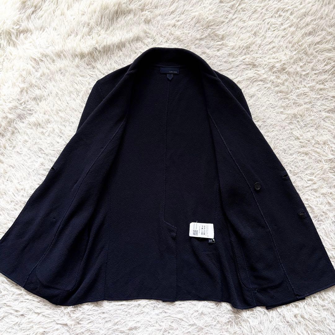 <美品>LARDINI ネイビー ダブル ニット ジャケット サイズM相当 <美品>LARDINI ネイビー ダブル ニット ジャケット サイズM相当