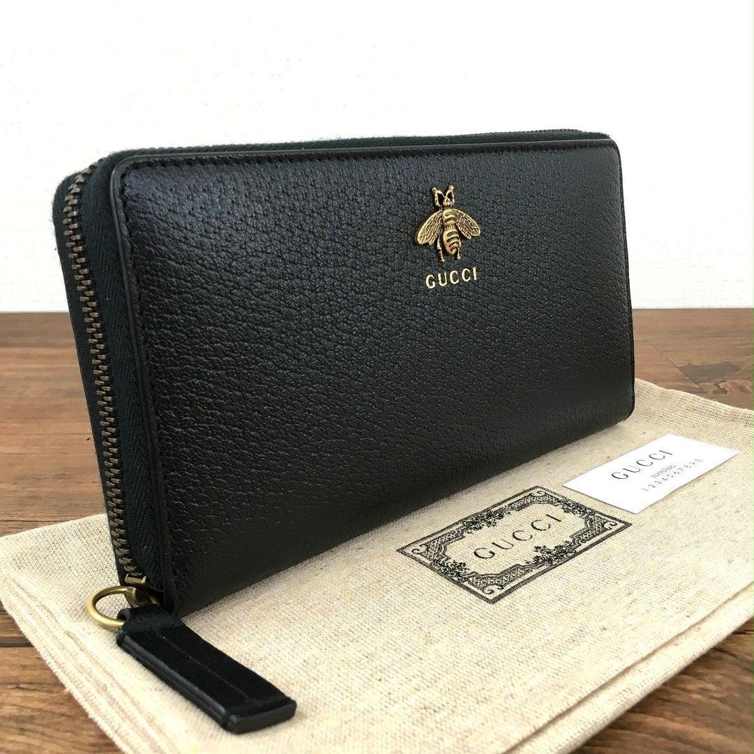 未使用品 GUCCI 長財布 523667 アニマ・リエ ブラック 28