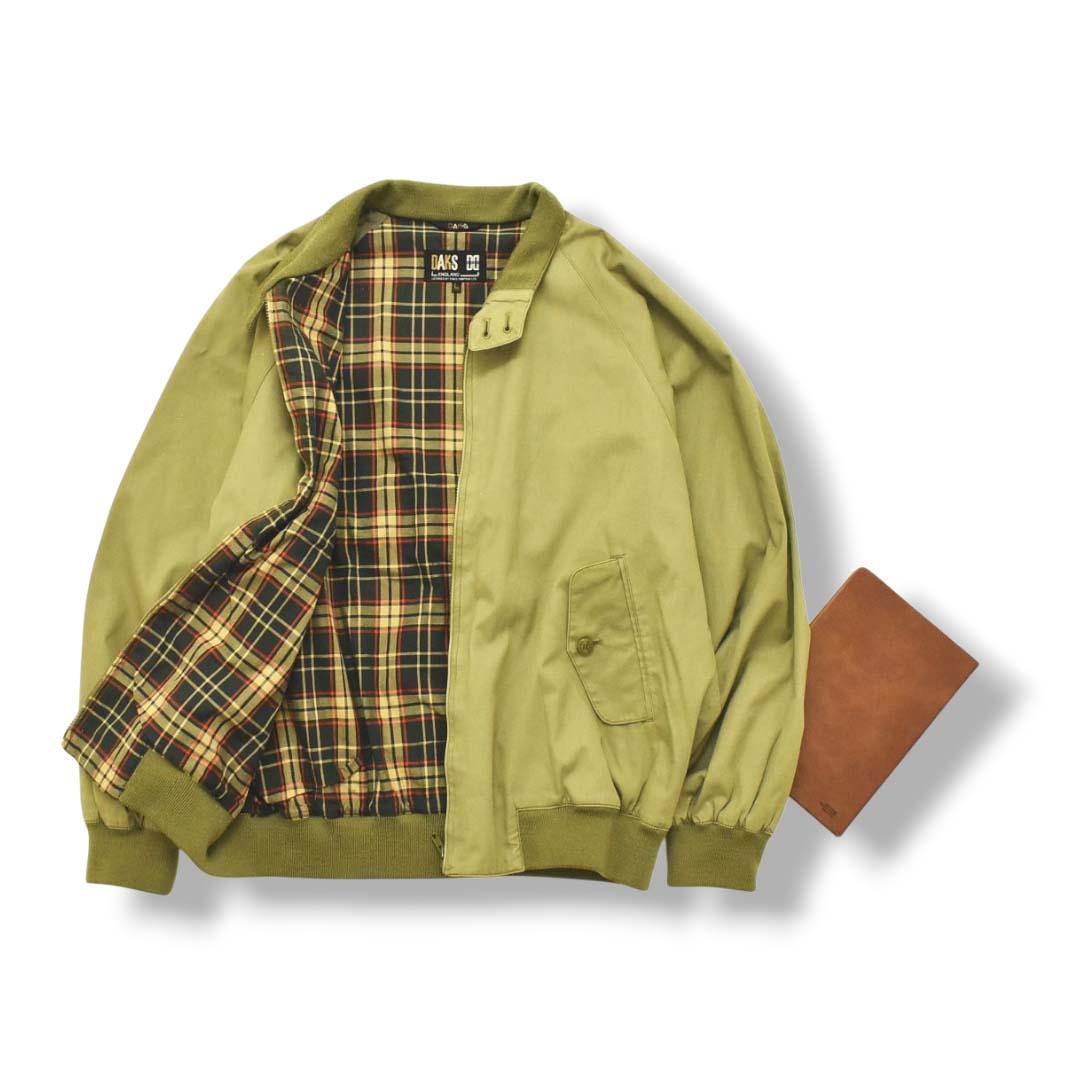 【定番】 ダックス DAKS 裏 チェック柄 スウィングトップ L カーキ