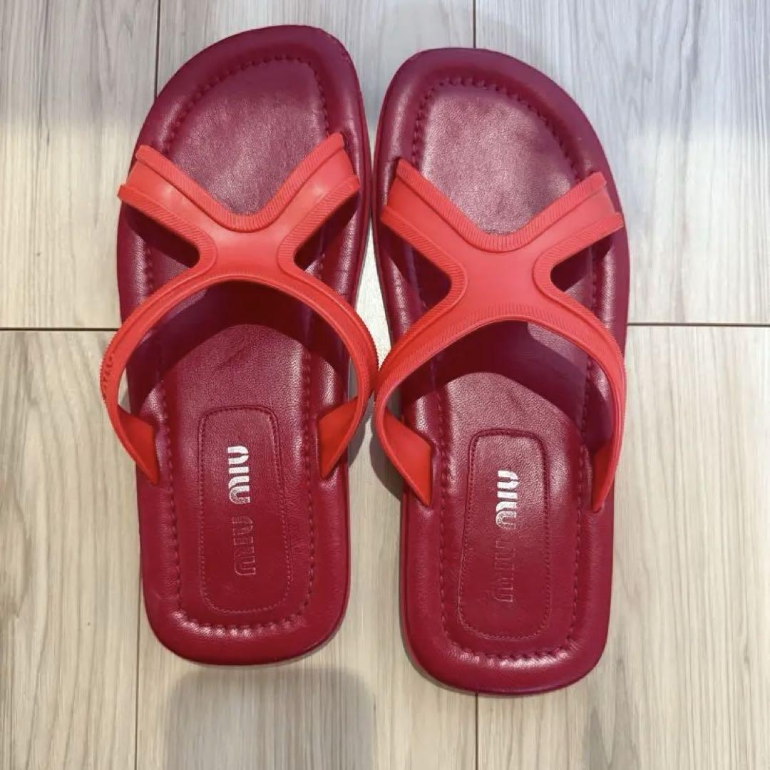ミュウミュウ MIU MIU レッド サンダル イタリア製　US7