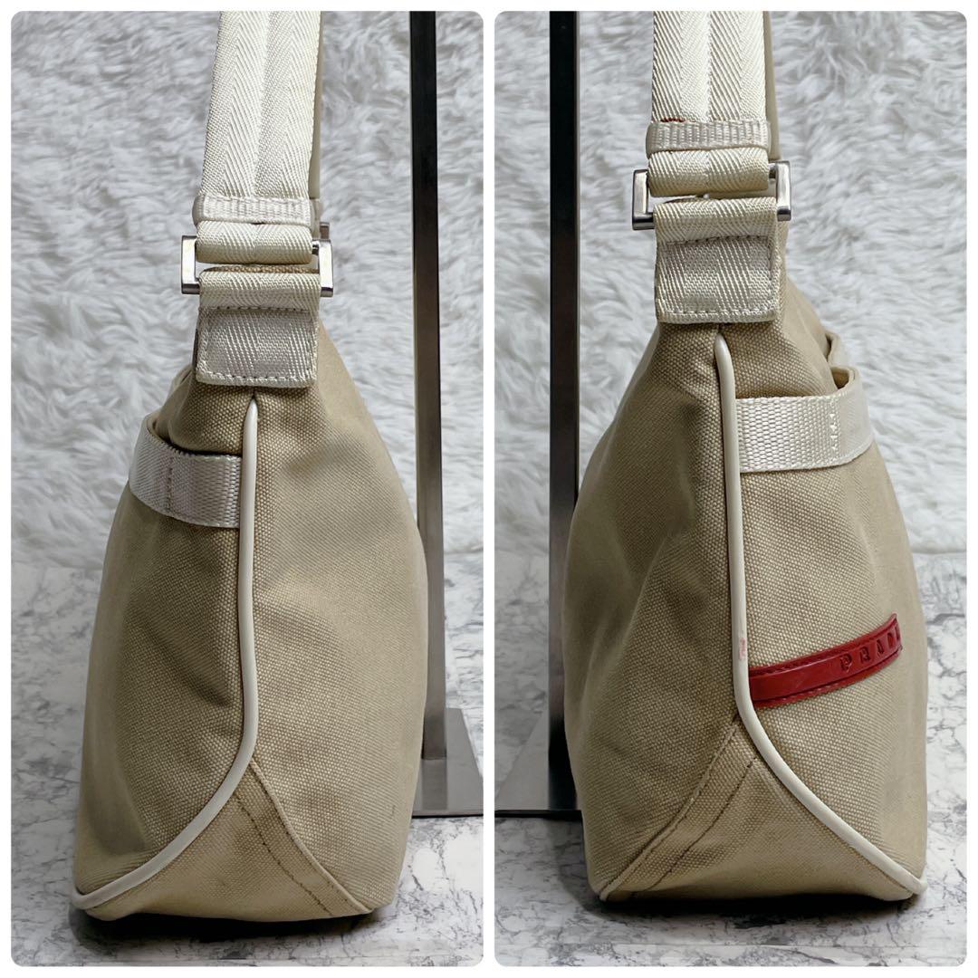 良品✨PRADA SPORT ワンショルダー　キャンバスレザー　ベージュ　y2k