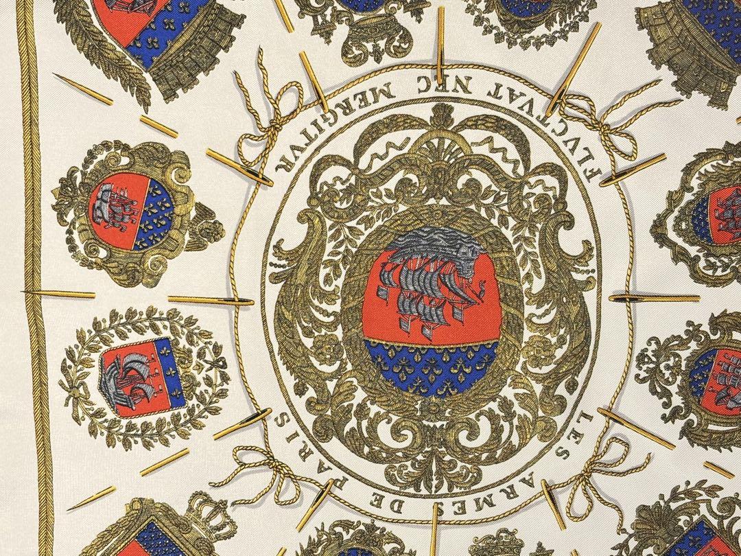 ❤未使用品❤カレ45 Les Armes de Paris パリの紋章 エルメス エルメス スカーフ カレ45 Les Armes de Paris パリの紋章