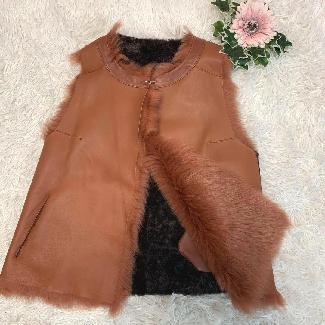 D74.美品◆karldonoghue【本革:羊◆ムートンジレ:ベスト】 D74.美品◆karldonoghue【本革:羊◆ムートンジレ:ベスト】