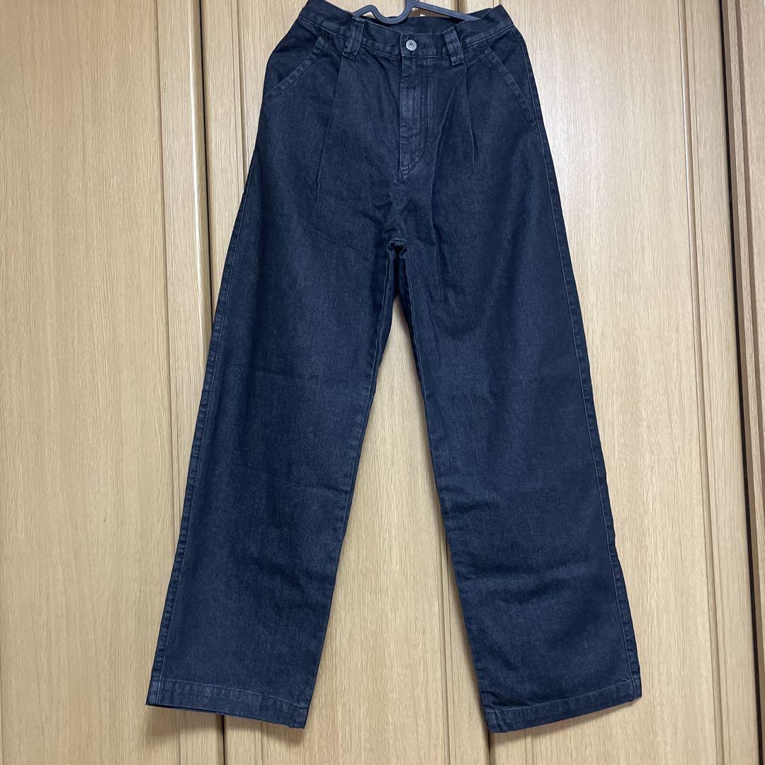 無印良品　和紙混　パンツ　黒