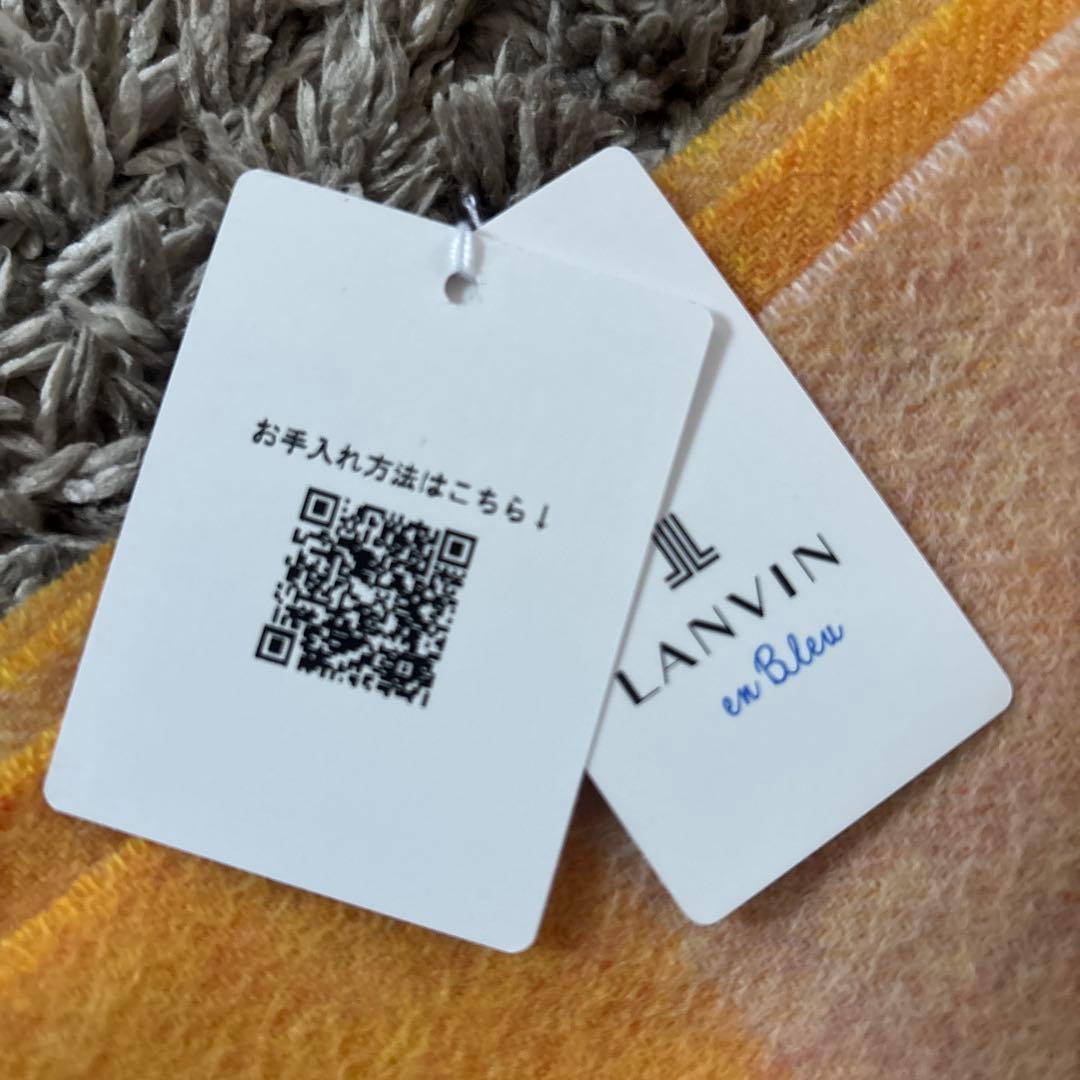 新品☆ランバン オン ブルー☆カシミヤ100% ブロックチェック マフラー　黄色