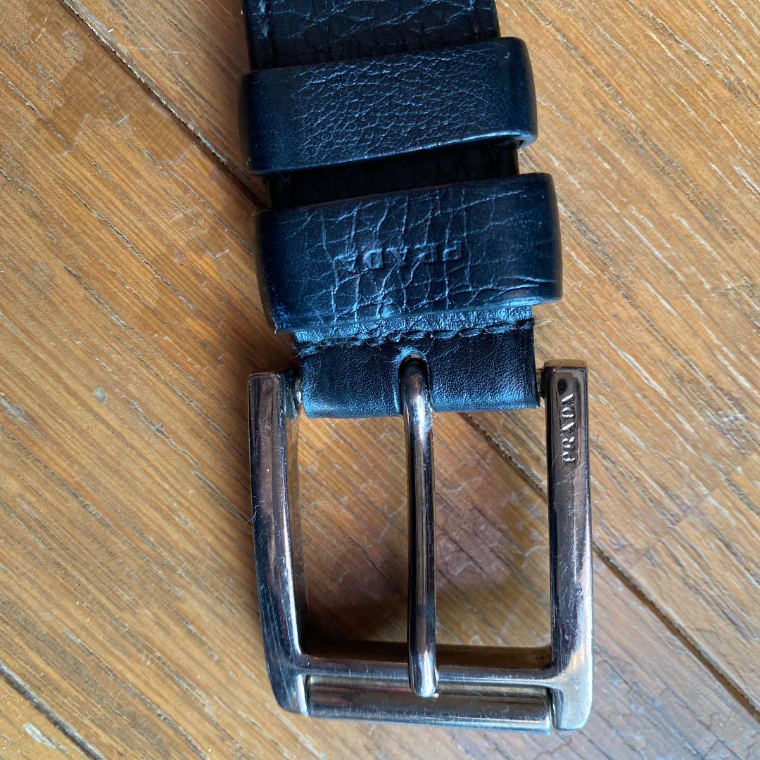 PRADA 黒革のベルト 2C 3522 107cm | grocerybazaar.store