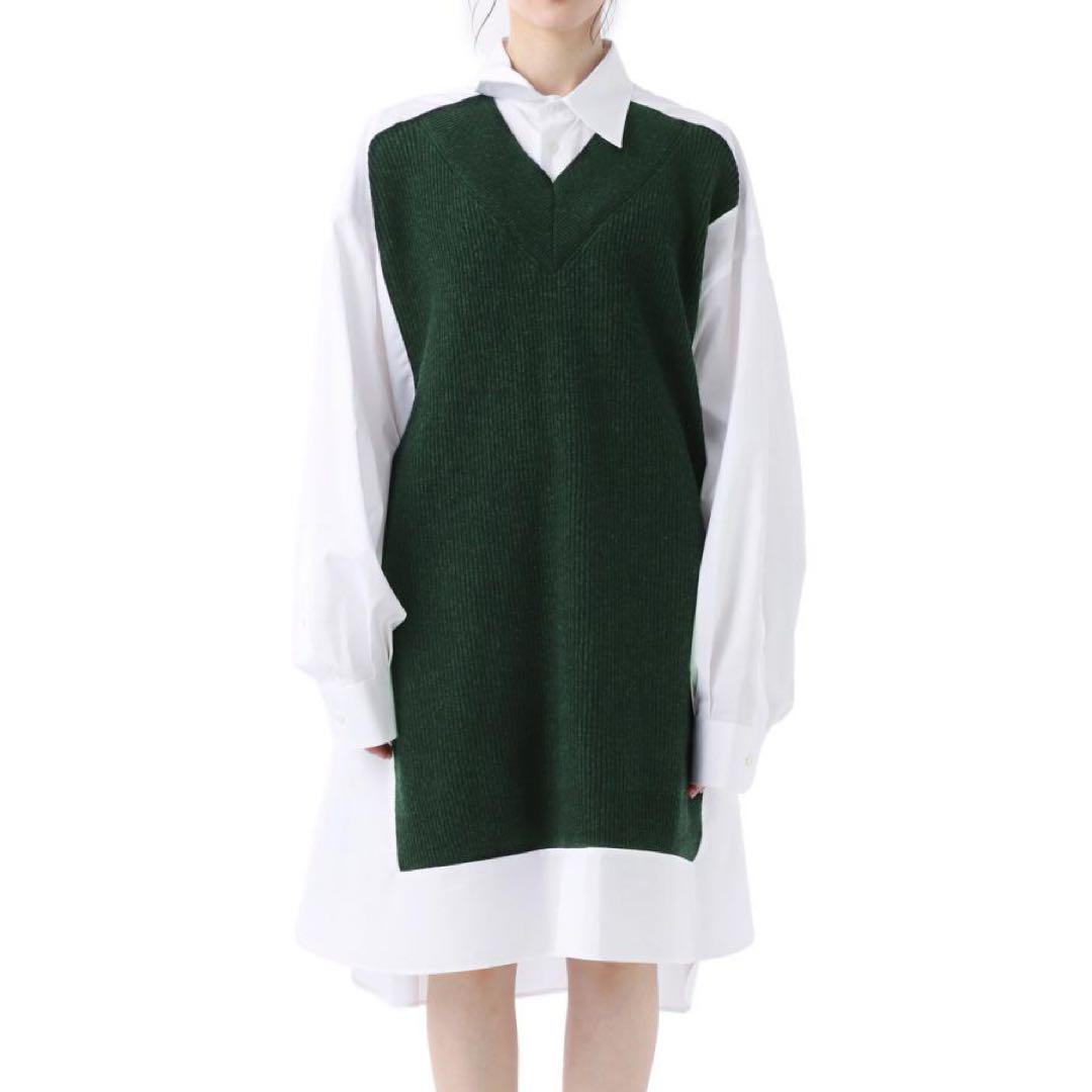 MAISON MARGIELA 21AW ニット ドッキング シャツ ワンピース