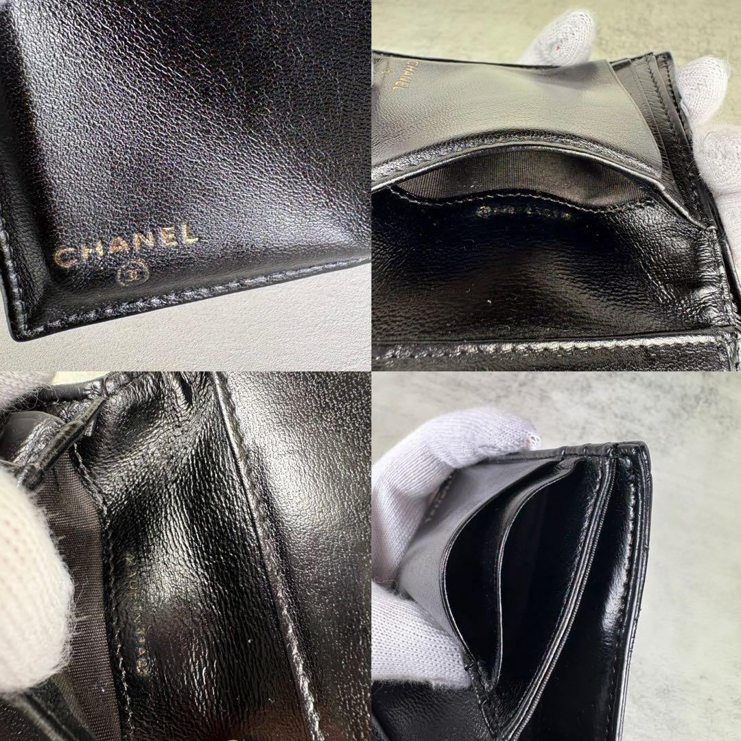 CHANEL ボーイシャネル Wホック　三つ折り財布　ラムスキン