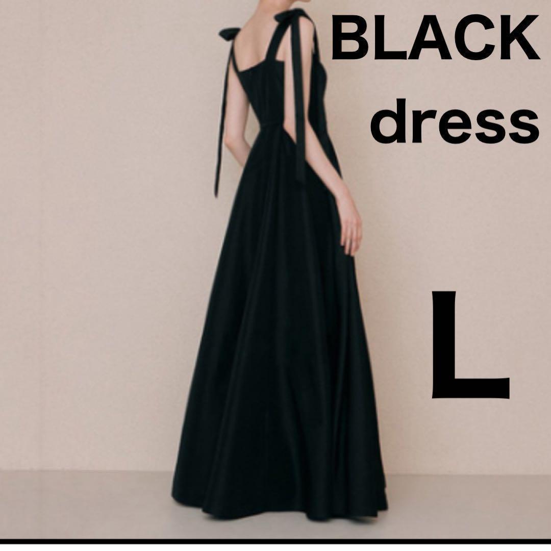 黒　Ｌ　BLACK ウエディング　結婚式　二次会　パーティ　フォト　ドレス