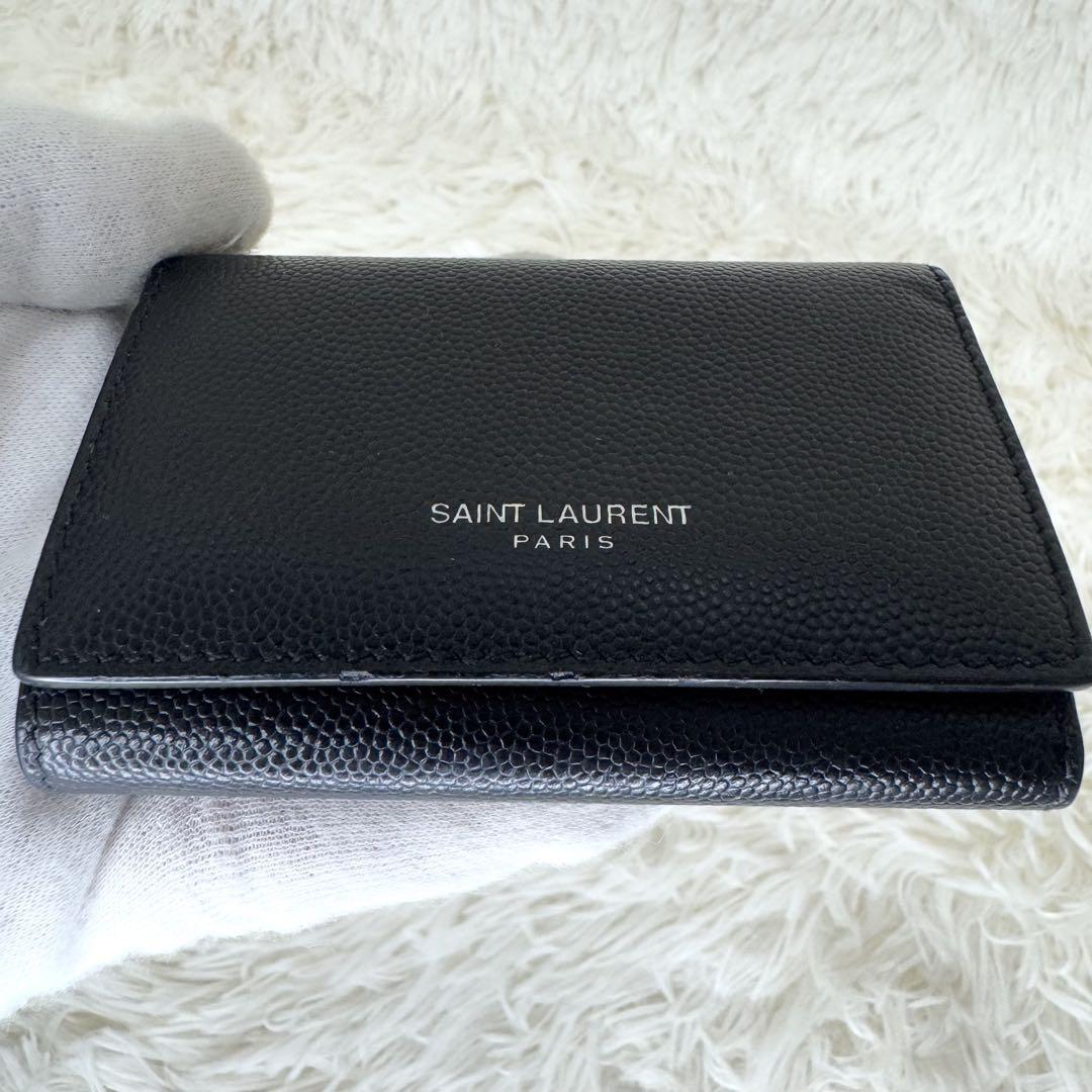 美品✨サンローラン　6連　キーケース　キーリング　キャビアスキン　YSL　黒 サンローラン パリ キーケース メンズ ブラック キャビアスキン