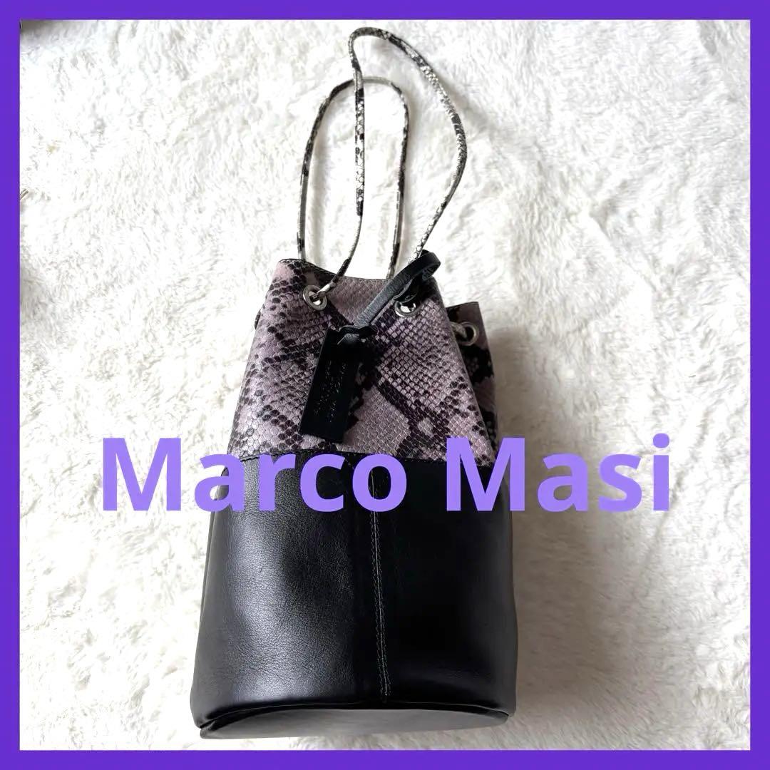 希少　極美品　Marco Masi マルコマージ　切替　バック　革　蛇　パイソン
