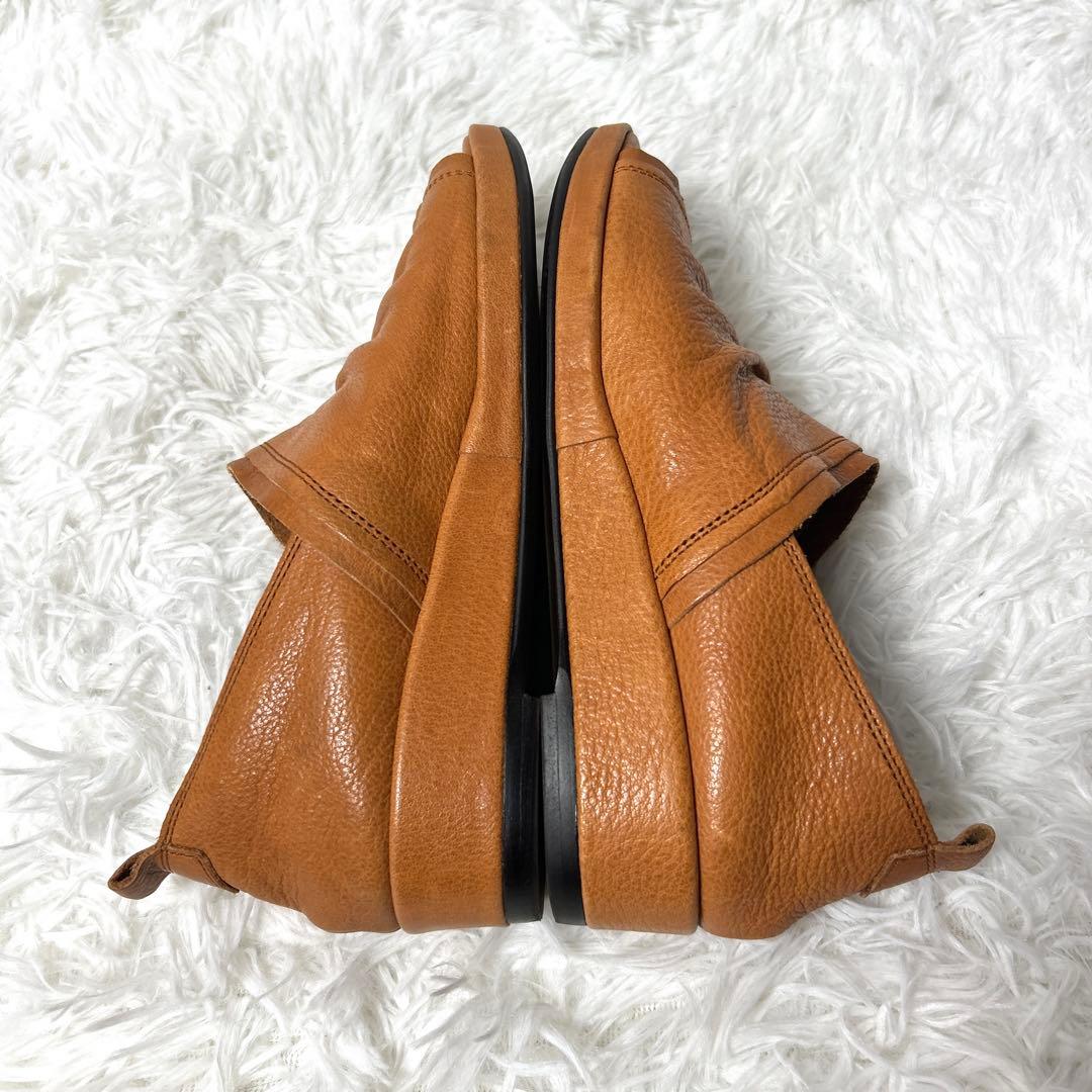 【極美品】SAYA サヤ レザーオープントゥスリッポン(キャメル） 22.5cm