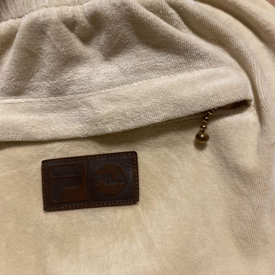 FILA ベロアセットアップ 上下　クリーム　ジップアップ トレーナー　2xl