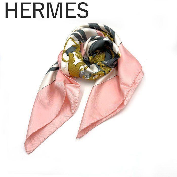 エルメス HERMES スカーフ カレ90 BRIDES de GARA ピンク
