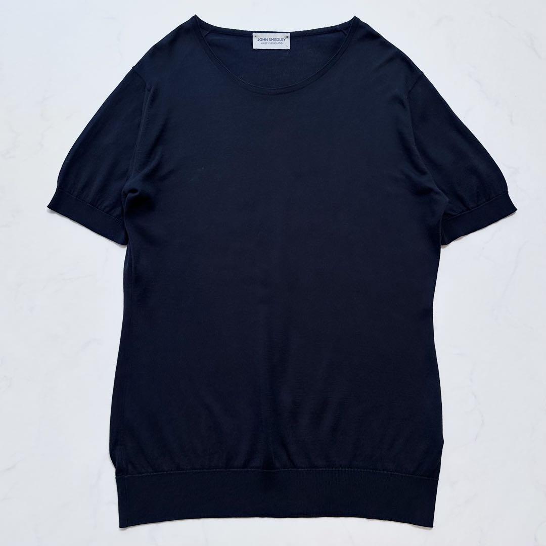 JOHN SMEDLEY /半袖ニット/sizeＳ/ネイビー ジョンスメドレー 半袖 ポロシャツ ニット ネイビー Sサイズ