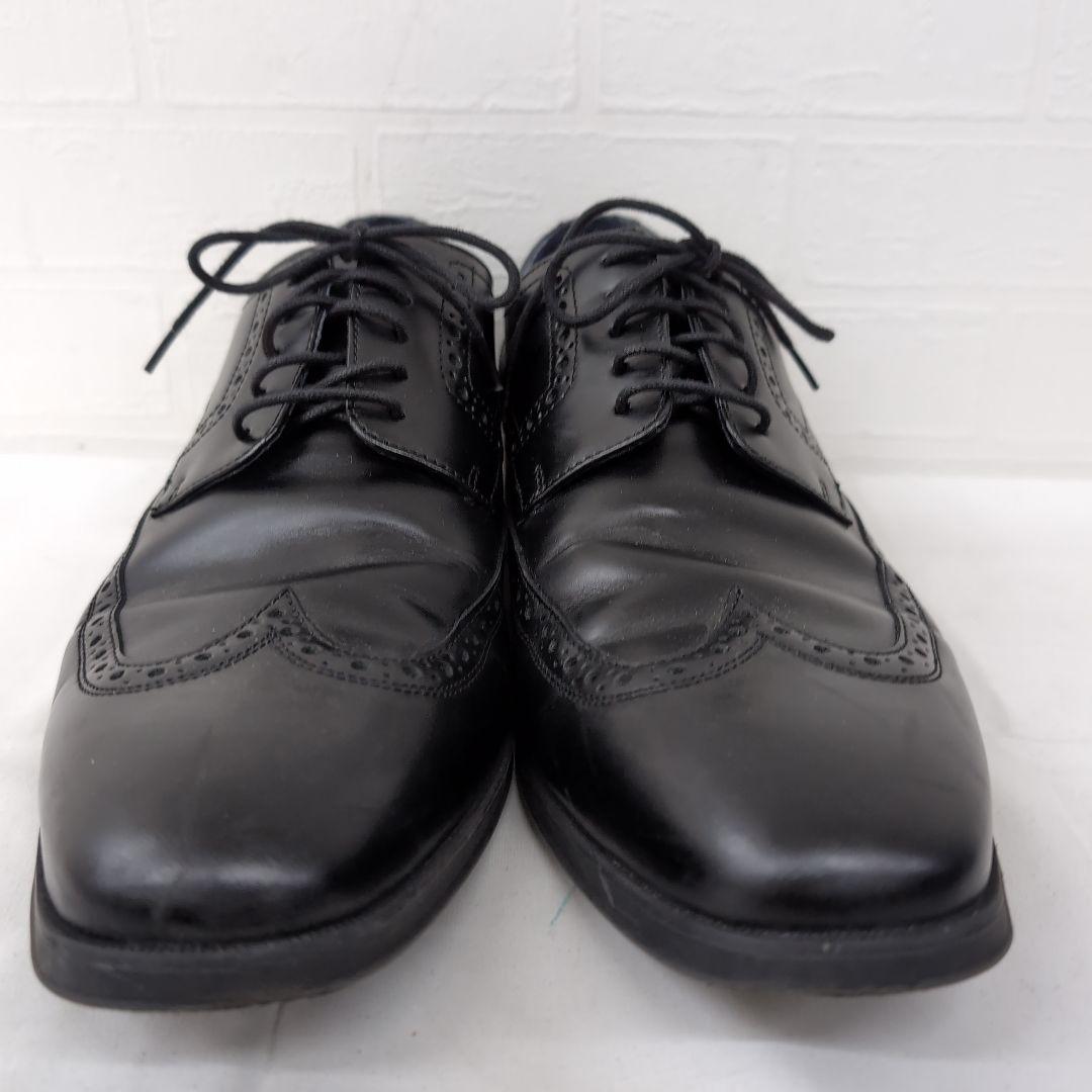 213○ Cole Haan ブラックレザーウィングチップシューズ