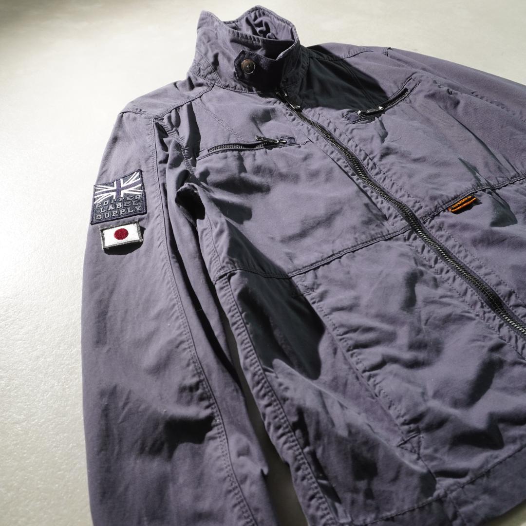 super dry ワークジャケット フルジップ ミリタリー ブルー/PW101