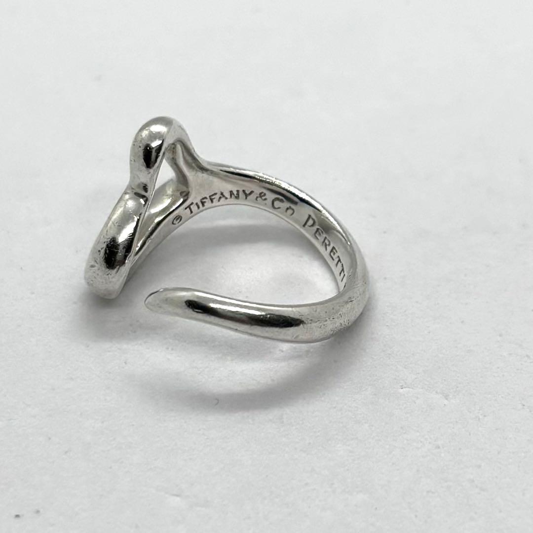 【美品】TIFFANY&CO.オープンハートリング　　　　　12号　シルバー