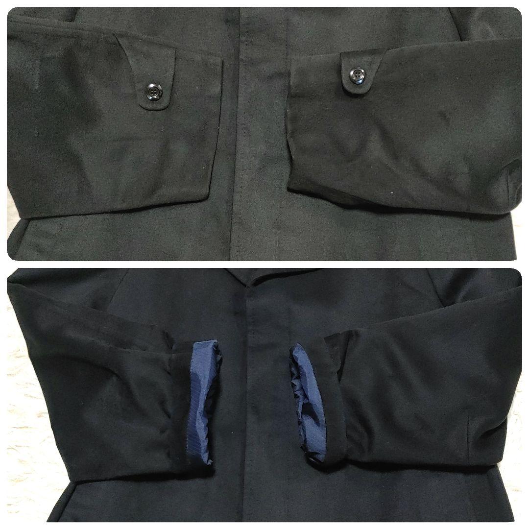 【王室紋章】モチーフデザイン ステンカラーコート 比翼仕立て 黒 LL相当 【王室紋章】モチーフデザイン ステンカラーコート 比翼仕立て 黒 LL相当