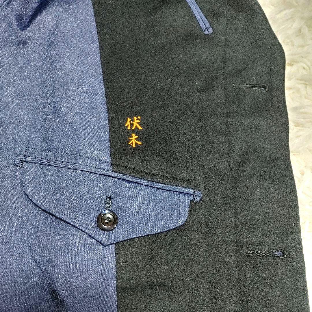 【王室紋章】モチーフデザイン ステンカラーコート 比翼仕立て 黒 LL相当 【王室紋章】モチーフデザイン ステンカラーコート 比翼仕立て 黒 LL相当