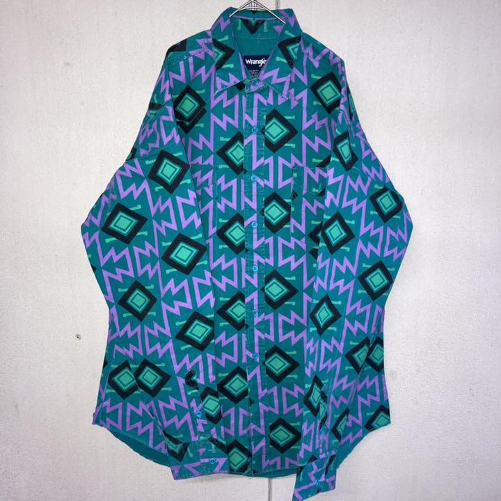 お買い得人気SALE 90sヴィンテージ古着 ラングラー ネイティブ柄ウエスタンシャツ 厚手 yr1x8-m65244275228 在庫豊富な