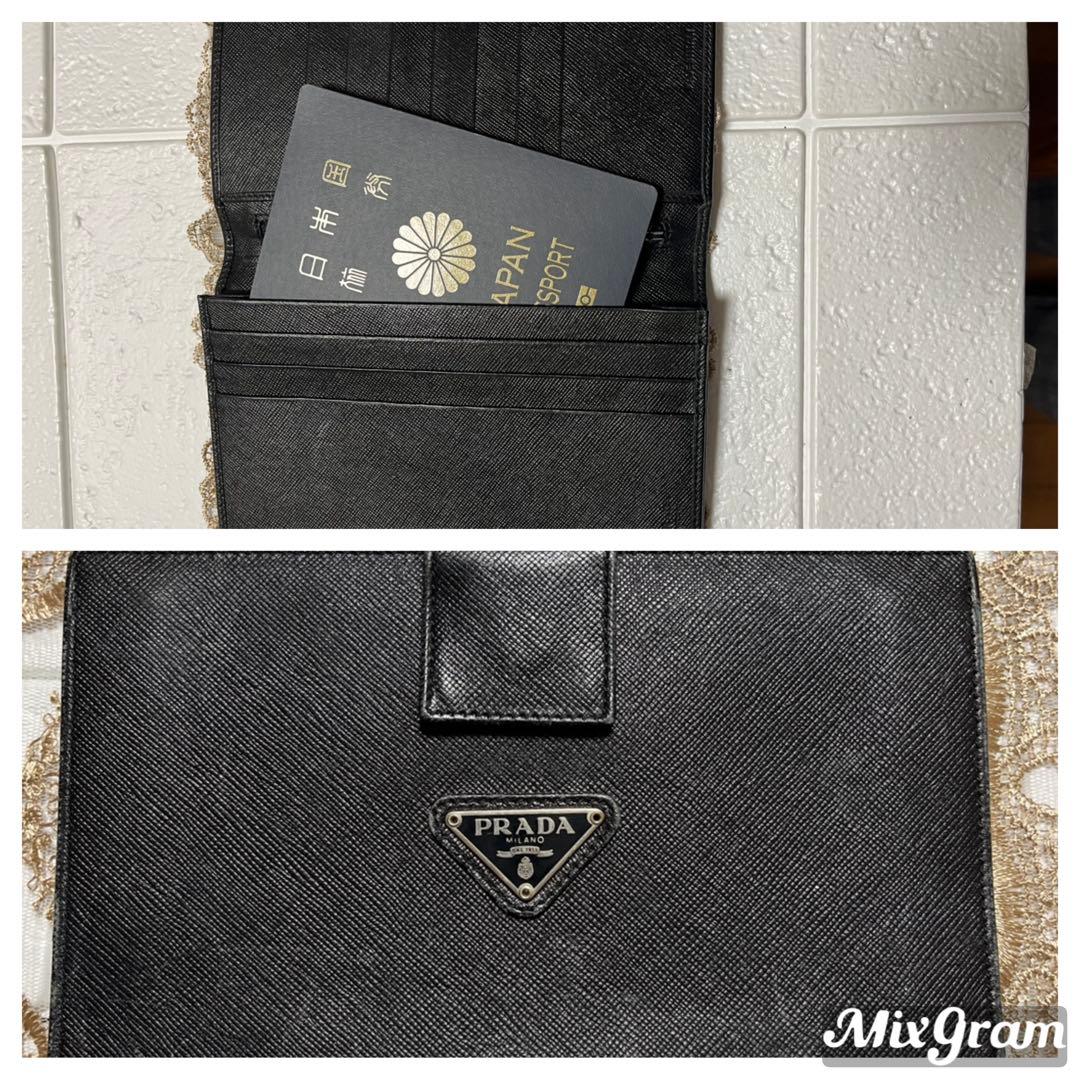 PRADA サフィアーノレザー 二つ折り財布 ブラック - メルカリ