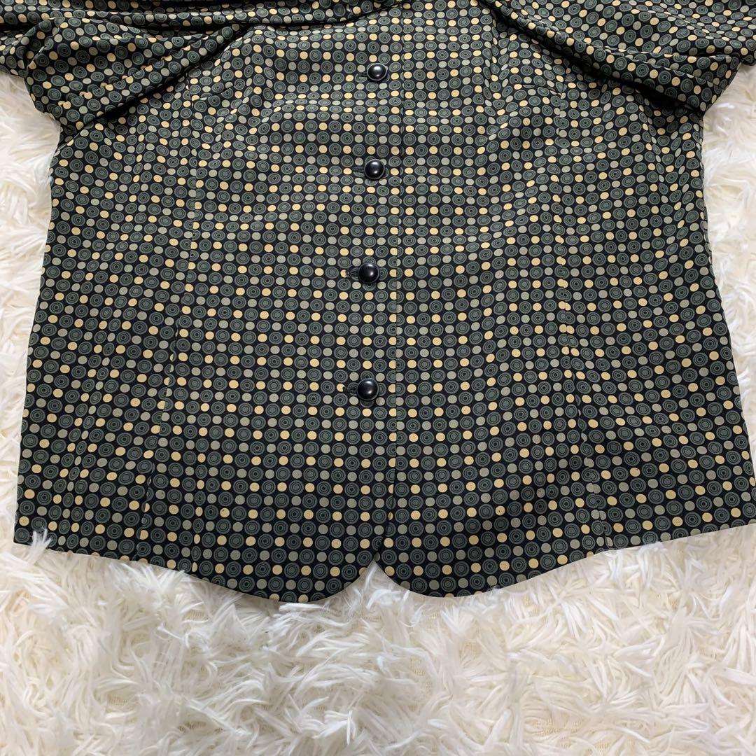 【未使用品】Leilian レリアン 総柄 シャツ 長袖 9号 leilianレリアン 総柄シャツ ブラウス S 9号 幾何学柄 ウール