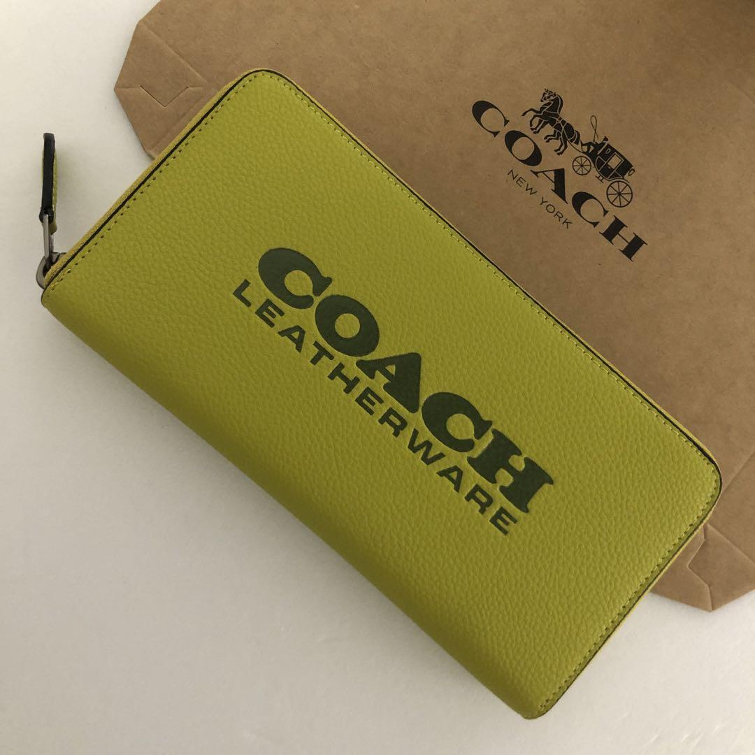 COACH レザー 長財布 イエロー